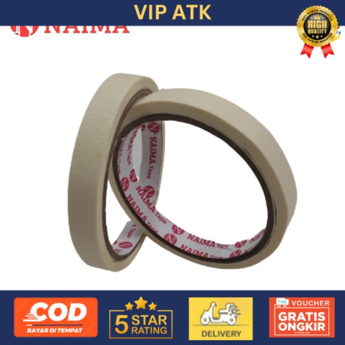 

Masking Tape 12mm - Lakban Kertas Naima 1/2 Inch - Selotip Kertas