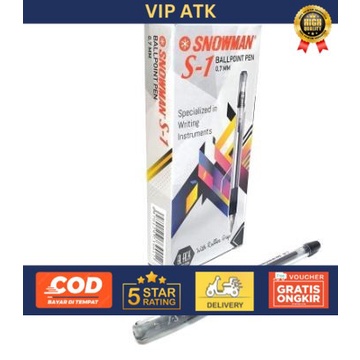 

(12Pcs) Pulpen Snowman S1 / Ballpoint Semi Gel 0.7mm Snowman - Hitam