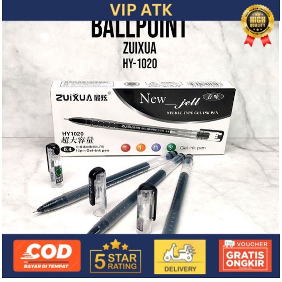 

(12pc) PULPEN GEL ZUIXUA / PEN GEL HITAM / BALLPOINT NEW JELL JARUM
