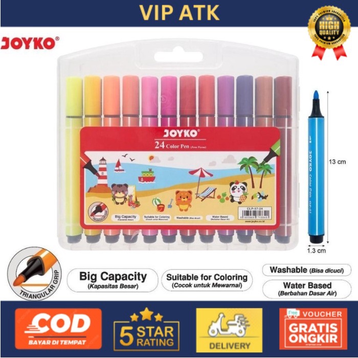 

Joyko Color Pen 24 Warna CLP-05 / Pen Pulpen Warna Single Tip 24 Warna - CLP 57