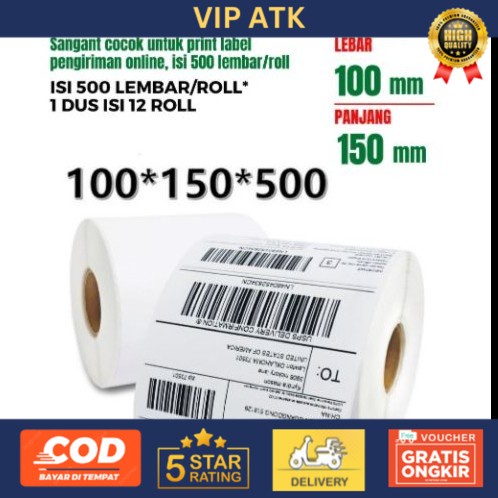 

LABEL STICKER THERMAL 100 X 150 BARCODE / STIKER RESI ONLINE A6 - 250 PCS