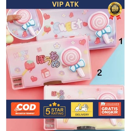 

Kotak Pensil Magnet Besar + Serutan / Pencil Case 3D Timbul Squishy - Cewe