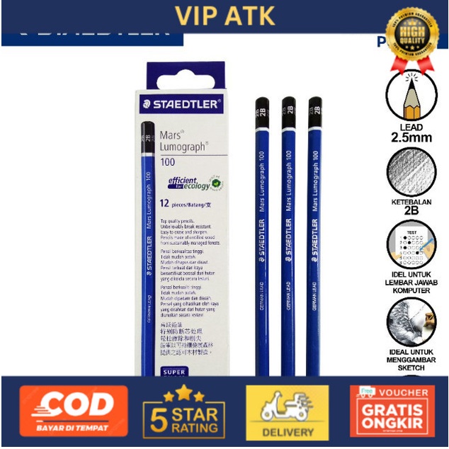 

GROSIR!! PENSIL STAEDLER 2B MARS LUMOGRAPH ORIGINAL 100%