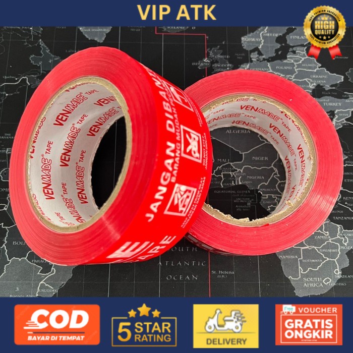 

LAKBAN FRAGILE MERAH MEREK VENMADE / 48 MM X 100 M