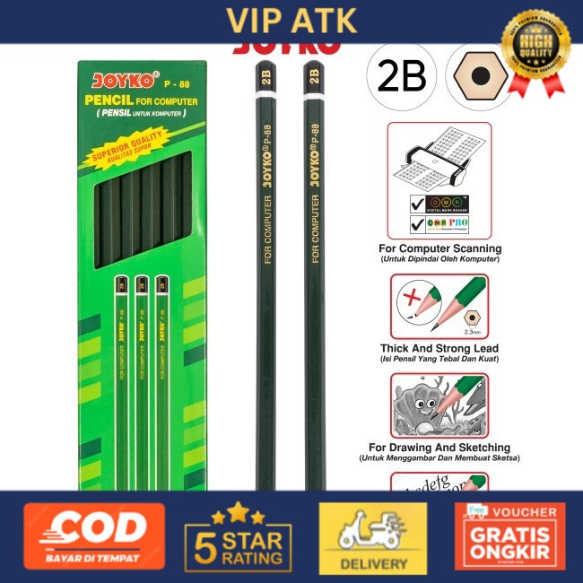 

Pensil 2B Joyko P-88 Hijau (12 Pcs)