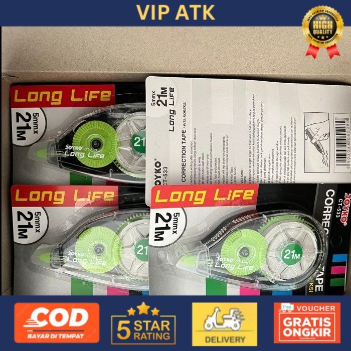 

Tip-ex Kertas / Correction Tape CT-533 Joyko 21 M 12 PCS ( 1 BOX )