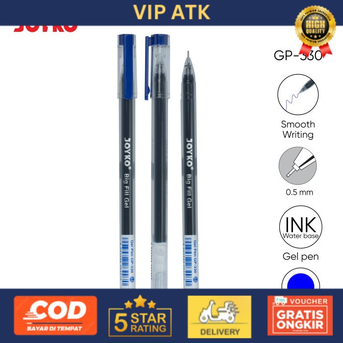 

Gel Pen Pulpen Pena Joyko GP-330 Big Fill Gel 0.5 mm - Blue