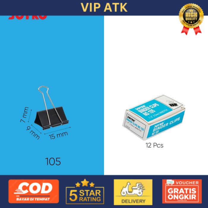 

Binder Clip Klip Penjepit Kertas Joyko Black - No.105-12Pcs