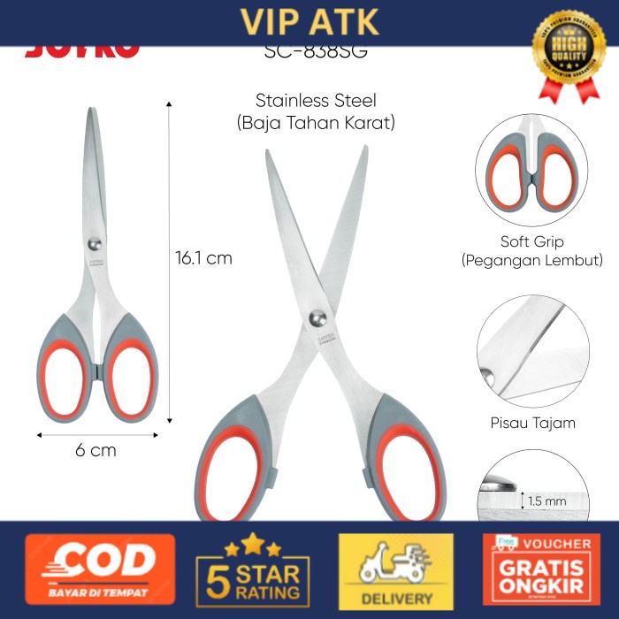 

Gunting Scissors Soft Grip Joyko SC-828SG~848SG - SC-838SG