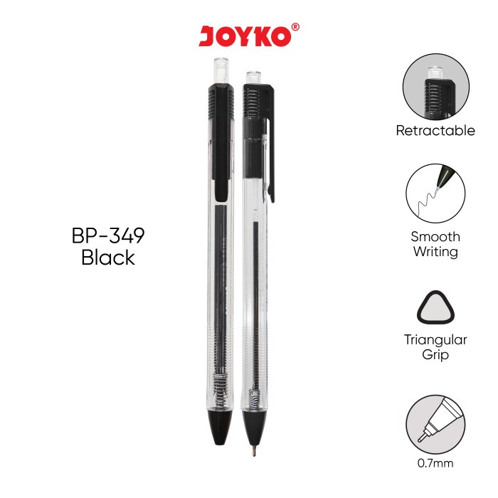 

Ball Pen Pulpen Pena Joyko BP-349 Vokus Trans 0.7 mm - Black