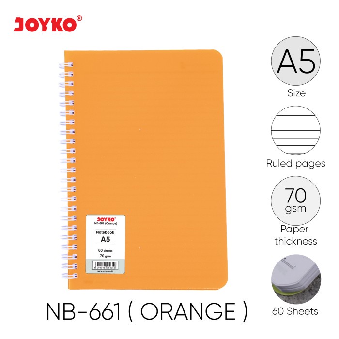 

Ruled Notebook Diary Agenda Buku Catatan Bergaris Joyko NB-661 60 hal - Orange