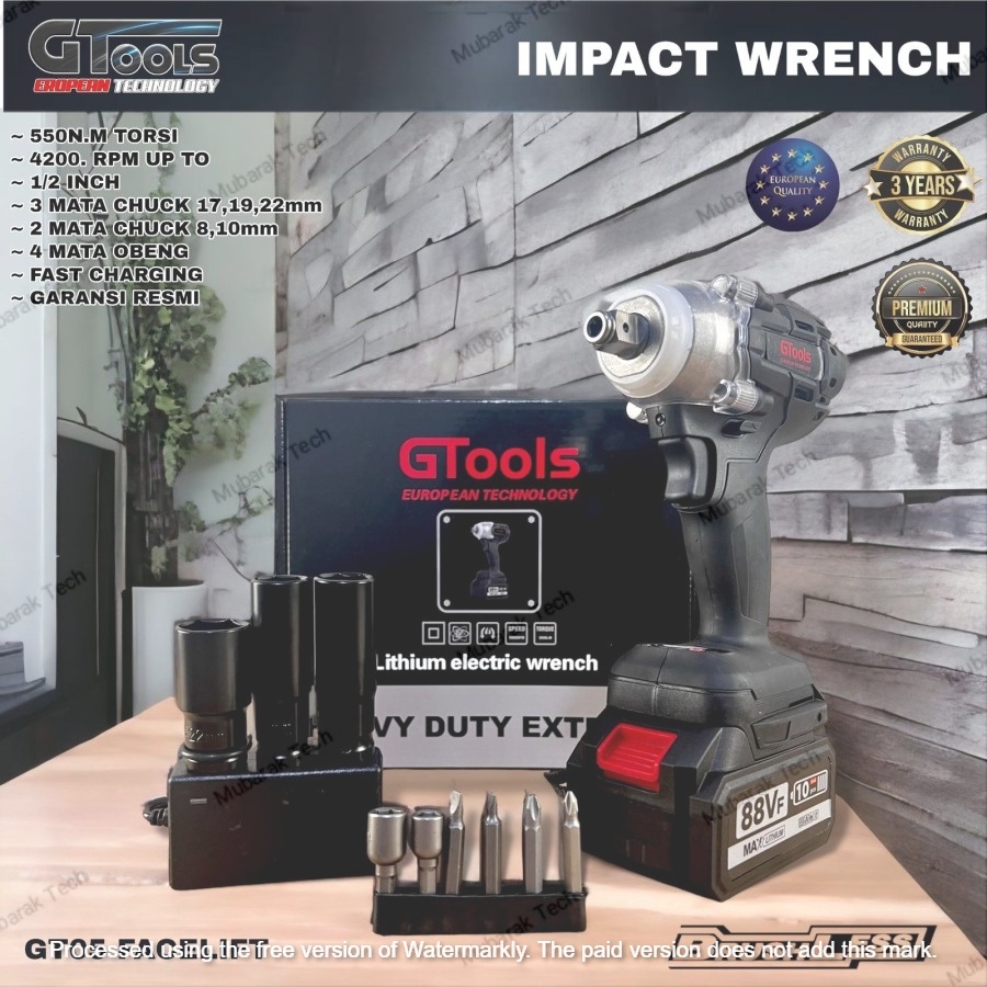 Mesin Pembuka baut Impact Wrench GTools GT05 Facelift 550NM 1 Baterai