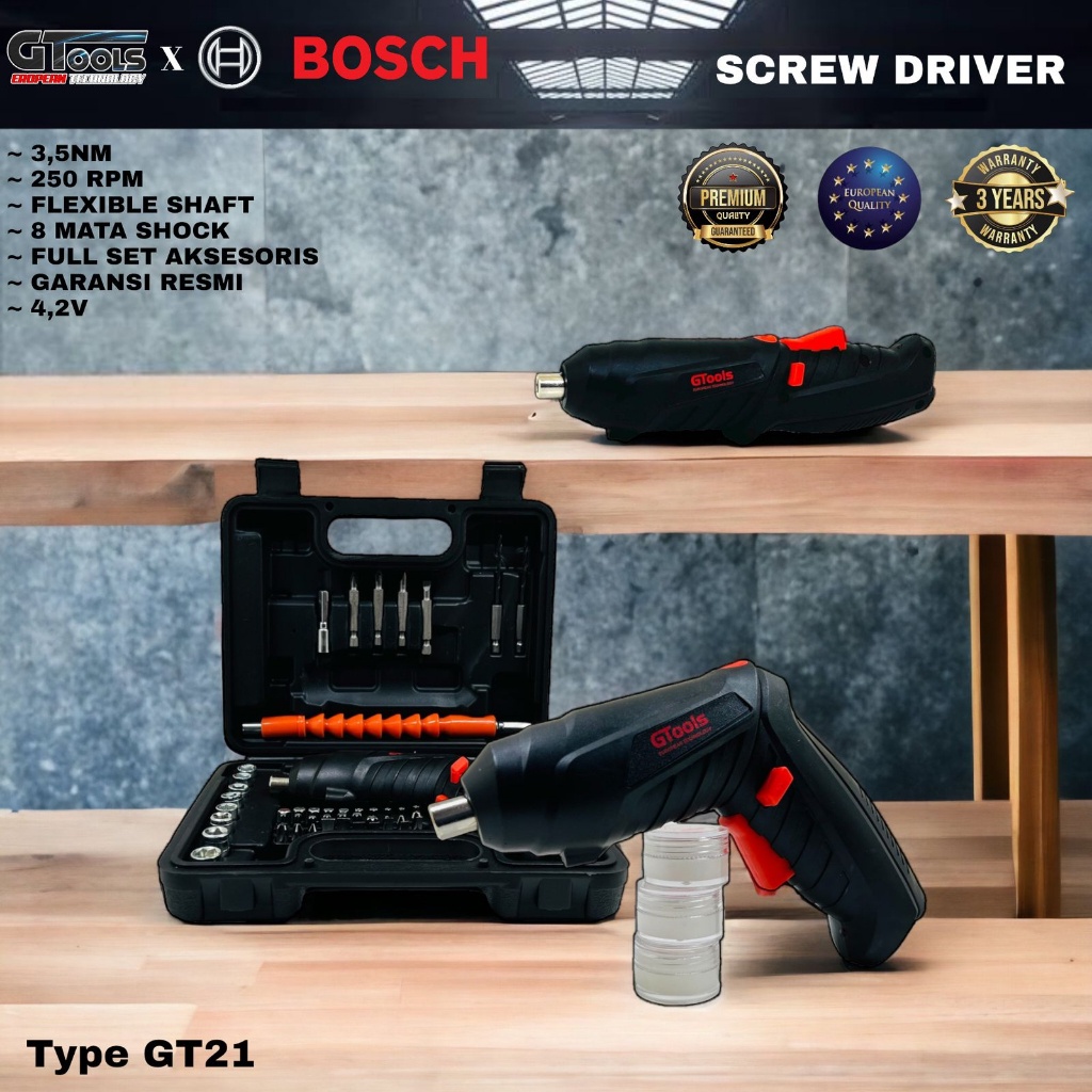 DISKON 90% Mesin Bor Obeng Cordless Bosch GT21 Screwdriver Kualitas Premium terbaik Mubarak Tech Jak