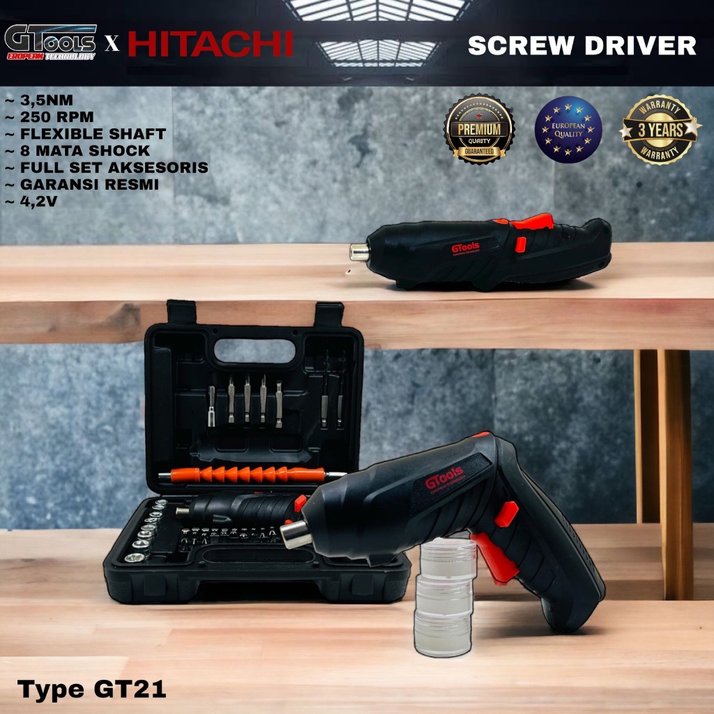DISKON 90% Mesin Bor Obeng Cordless Hitachi GT21 Screwdriver Kualitas Premium terbaik Mubarak Tech J