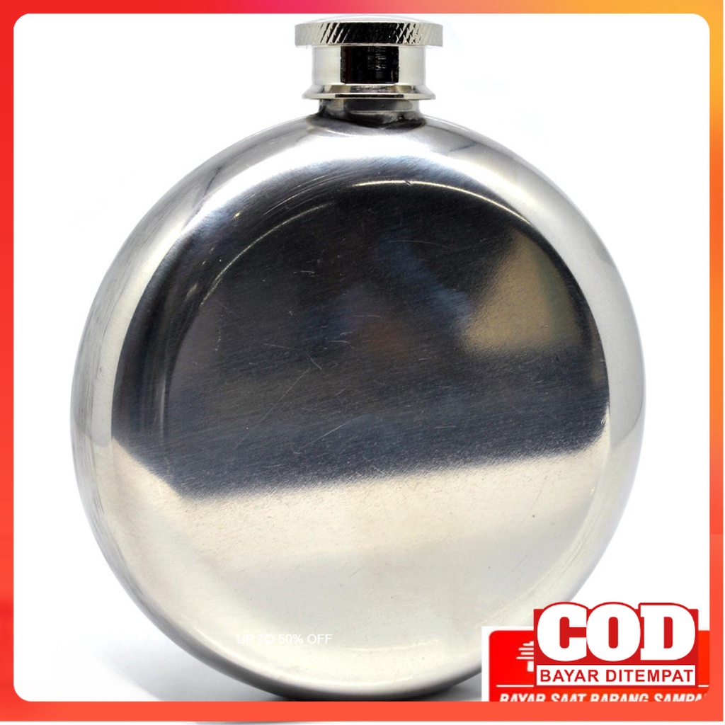 Botol Minum Gepeng Wine Bir Flask Hip Round Shape Stainless Steel 5oz