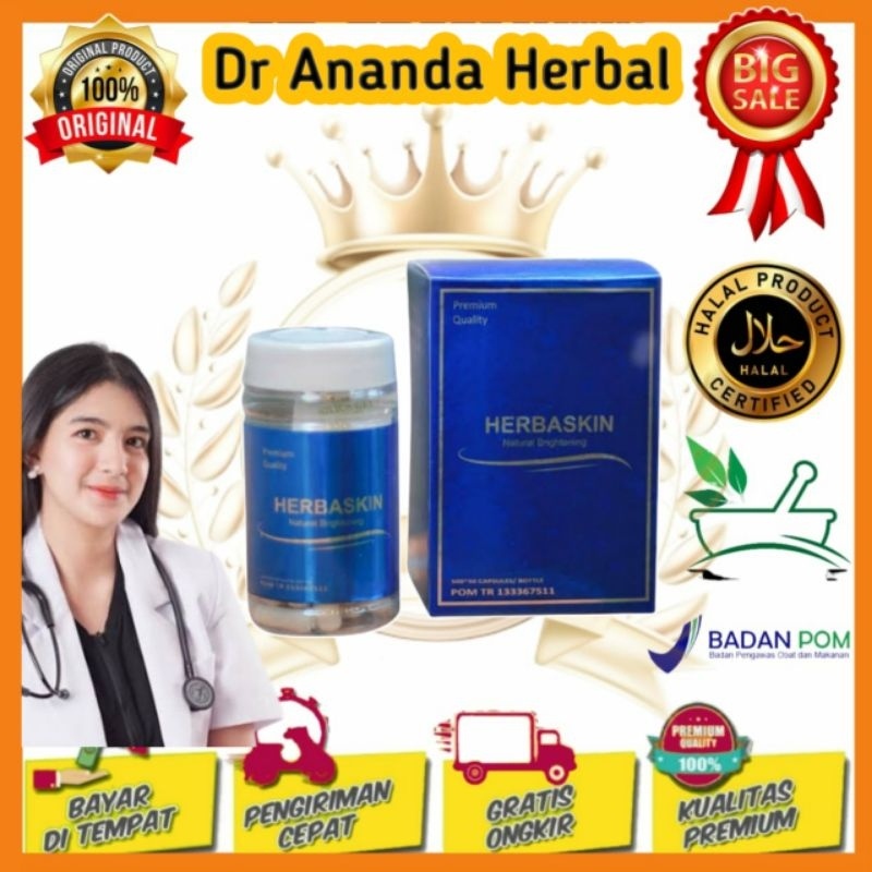 HERBASKIN ORIGINAL 100% ASLI PENGHILANG FLEK HITAM NATURAL BRIGHTENING PEMUTIH BADAN SUPLEMEN KECANT