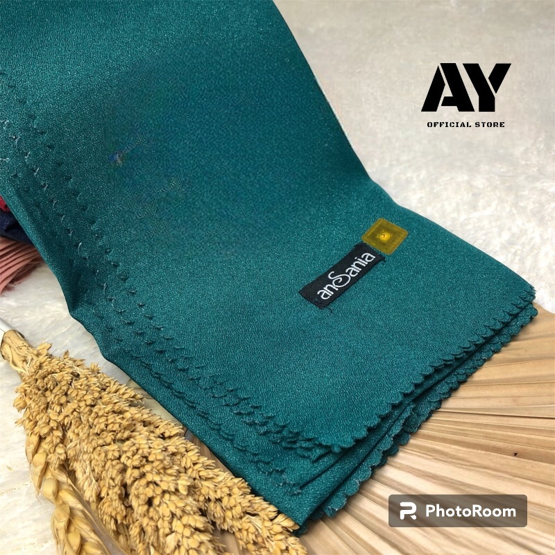 (COD)jilbab segiempat ansania glamour ORIGINAL laser cut size 110x110 motif gliter warna hijau botol