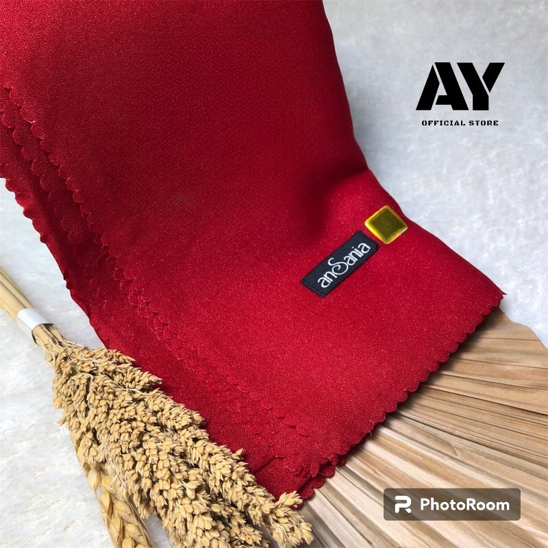 (COD)jilbab segiempat ansania glamour ORIGINAL laser cut size 110x110 motif gliter warna merah cabe/