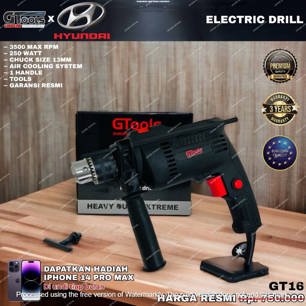 DISKON 90% Mesin Bor Impact Tangan Listrik Hyundai GT16 10mm 250W Kualitas Premium Terbaik dan terku