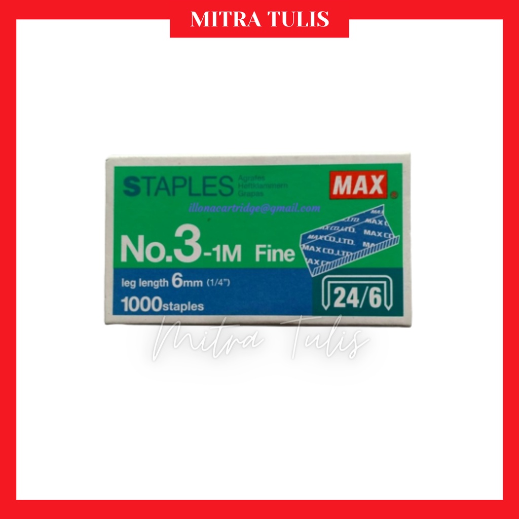 

Isi staples no 3 max 24/6 Refill Staples No 3-1M Fine 6 mm 1 pcs