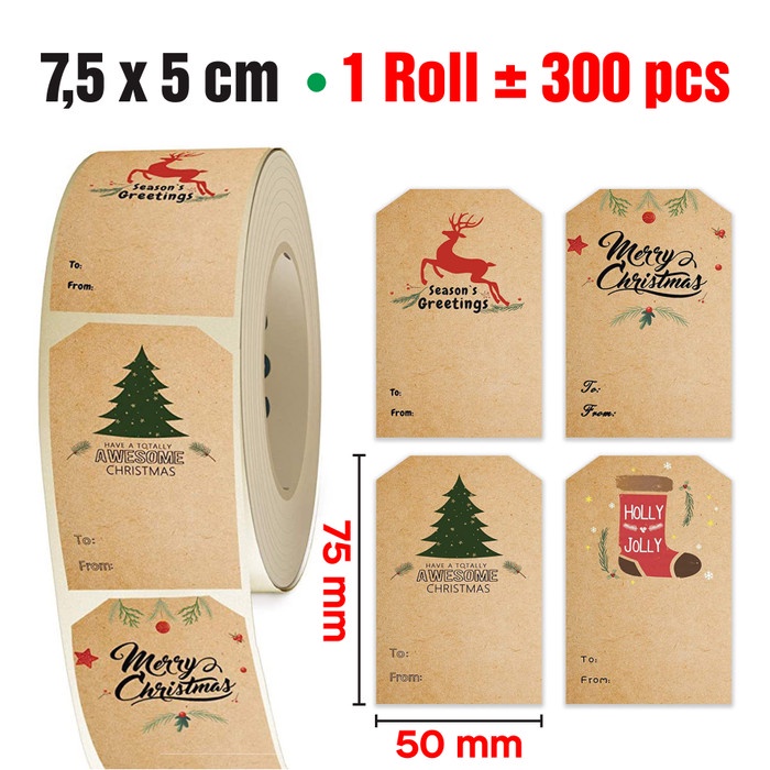 

Stiker Tag Nama Natal Label Bingkisan Merry Christmas Kraft Coklat 7,5x5cm