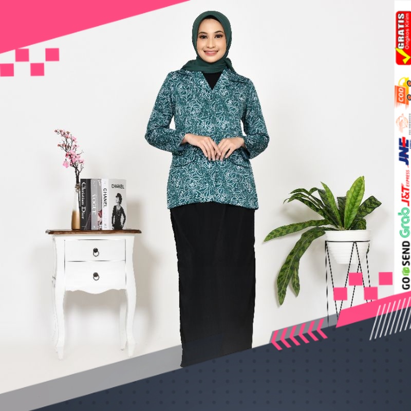 S M L XL XXL XXL UKURAN ALL SIZE //Baju seragam batik pkk terbaru seragam PKK hijau full furing bati