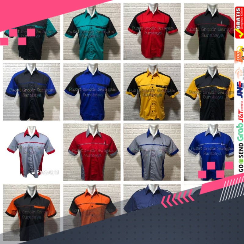 S M L XL XXL XXL UKURAN ALL SIZE //Grosir Baju Kerja pria seragam kerja pria kemeja kerja pria hijau