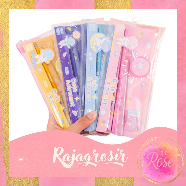 

ℛ - S5942 Alat Tulis Set Mini Stationary / Set Alat Tulis 5 In 1 Karakter / Warna-Warni Astronot Stationary / Set Alat Tulis