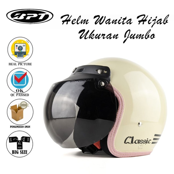 Helm Bogo Wanita Dewasa Pastel Kulit List Pink Helmet Cewek Sni - tosca, CEMBUNGHITAM