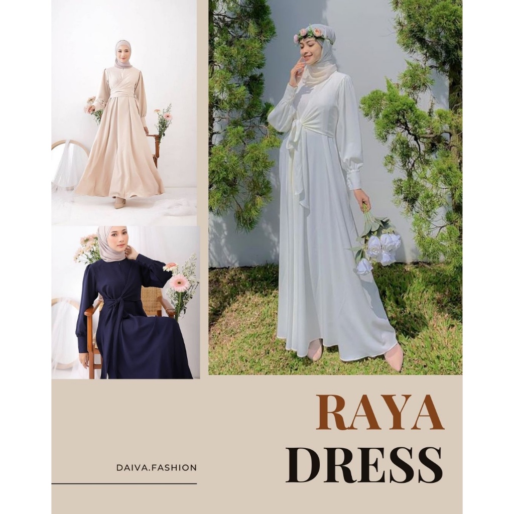 RAYA DRESS | BAJU DRESS GAMIS BRUKAT  DEWASA TERBARU ABAYA MUSLIM SYAR'I MODERN LADY ZARA MAXI MODEL