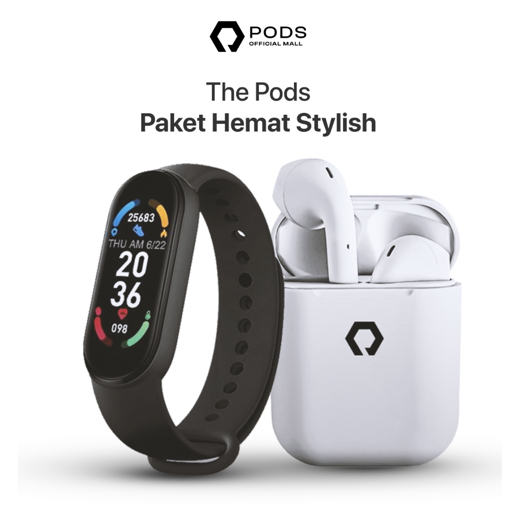 BIG SALE [PAKET HEMAT] ThePods Paket Hemat Stylish [ThePods Lite Inpods i12 + Smartband M6] - by Pod