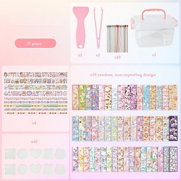 

M383/M384/M385/M386/M387Stiker Set Isi 37pc - 66pc Motif Kartun Korea Lucu Kalung Custom Sticker Korea Anti Air Dekorasi Handbook Scrapbook DIY Waterproof