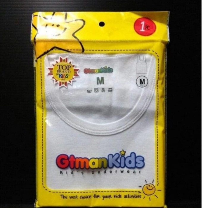 ISI 1 PCS KAOS SINGLET ANAK GT MAN KIDS BTSS01  100 GT MAN - Putih, M