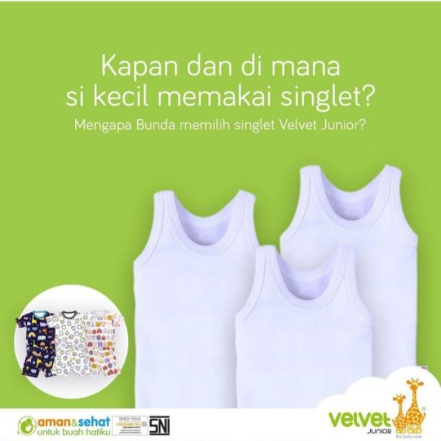3 PCS VELVET SINGLET - SINGLET VELVET BAYI & ANAK - NB