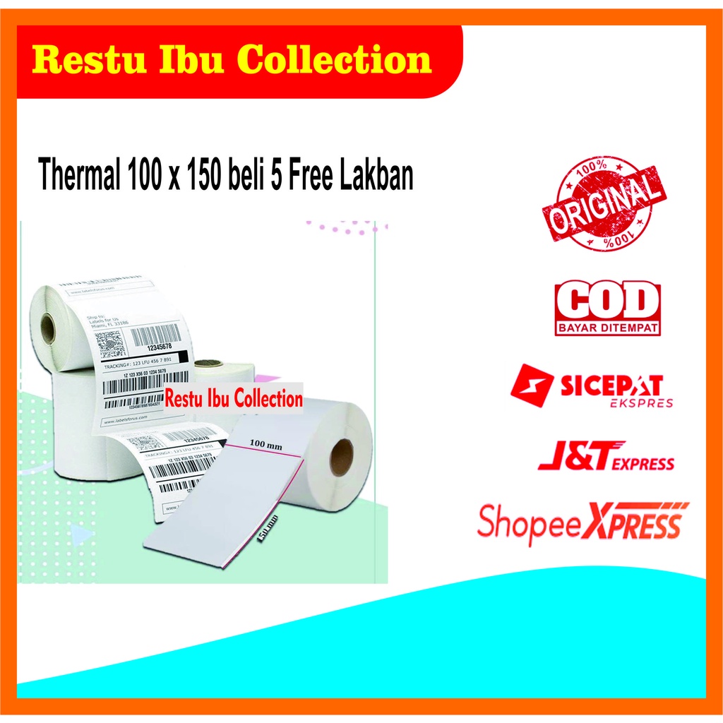 

label thermal label stiker FREE LAKBAN 100x150 / 250 lembar dan 500 lembar