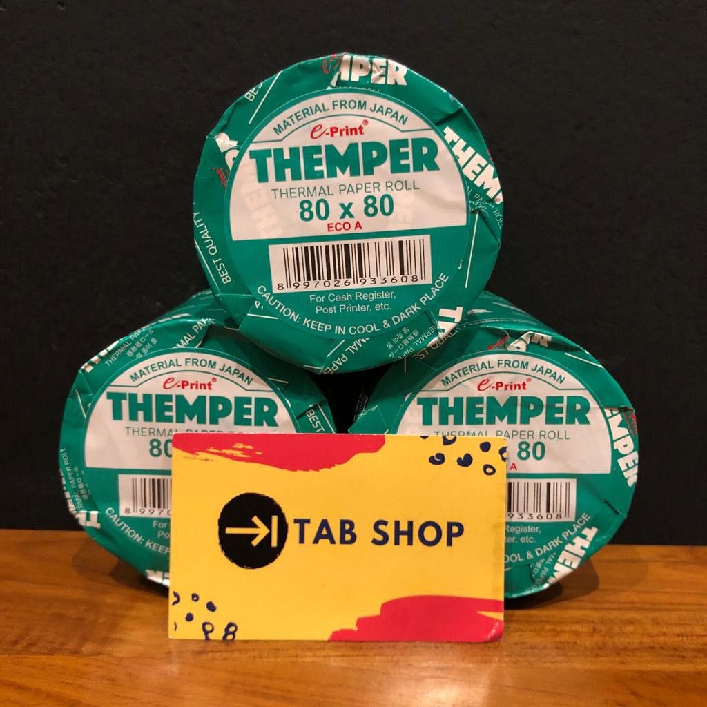 

TAB SHOP - EPRINT THERMAL THEMPER 80 X 80 ECO A HITAM INCORE 20mm/OUTCORE 26mm - STRUK KASIR / PRINTER THERMAL/ PRINTER EPPOS EP58D, EPSON TMT81i, TMT88iV