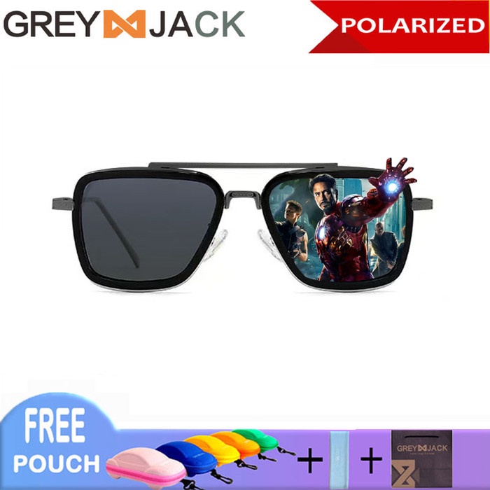 Grey Jack Kacamata Anak Sunglasses Polarized Model Tony Stark New 2961 - gold green
