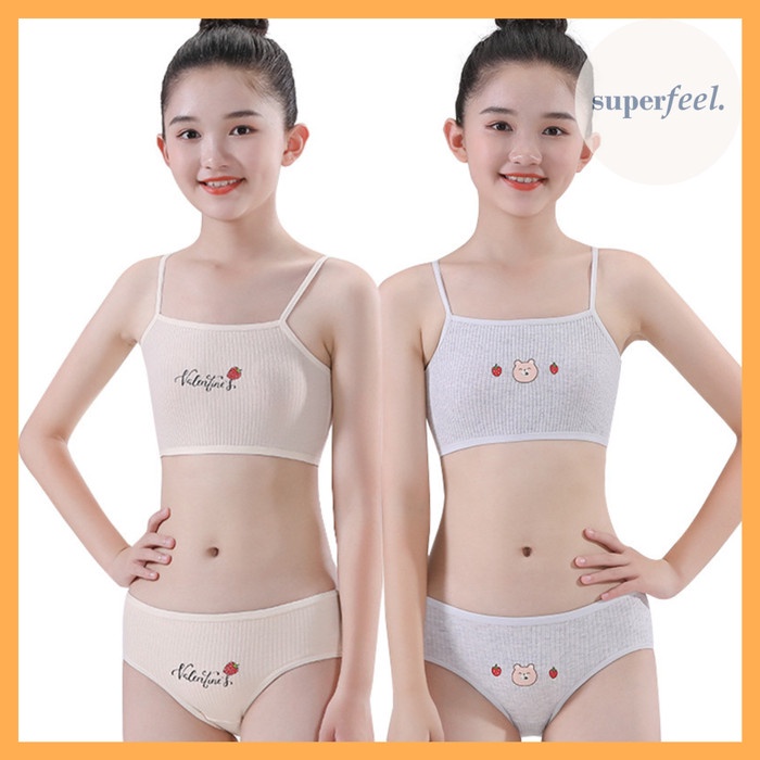 SFL 1 SET DALAMAN ANAK PEREMPUAN CD MINISET CELANA DALAM BH BRA CW 841 - Cream