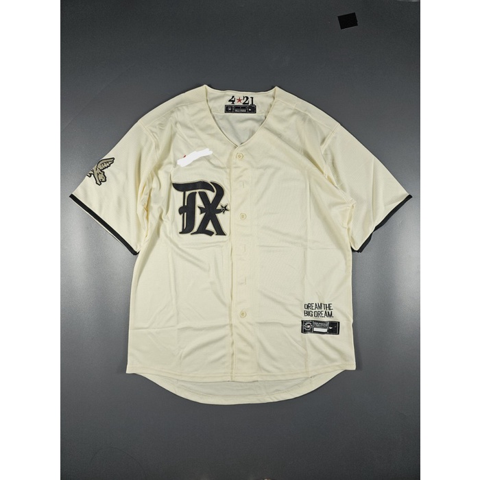 Baju Jersey Baseball MLB Texas Rangers Cream Import Quality