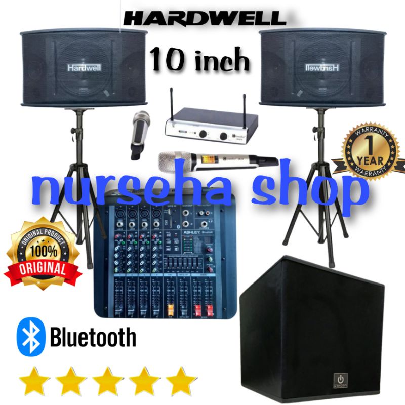 Paket Karaoke Set Hardwell 10Inch Ashley live music Subwoofer 12inch