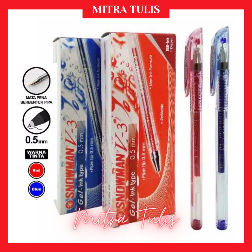 

Pulpen Snowman v3 warna biru merah Ballpoint Pen Semi Gel BOLPEN BOLPOINT 0.5 alat tulismurah lengkap grosir