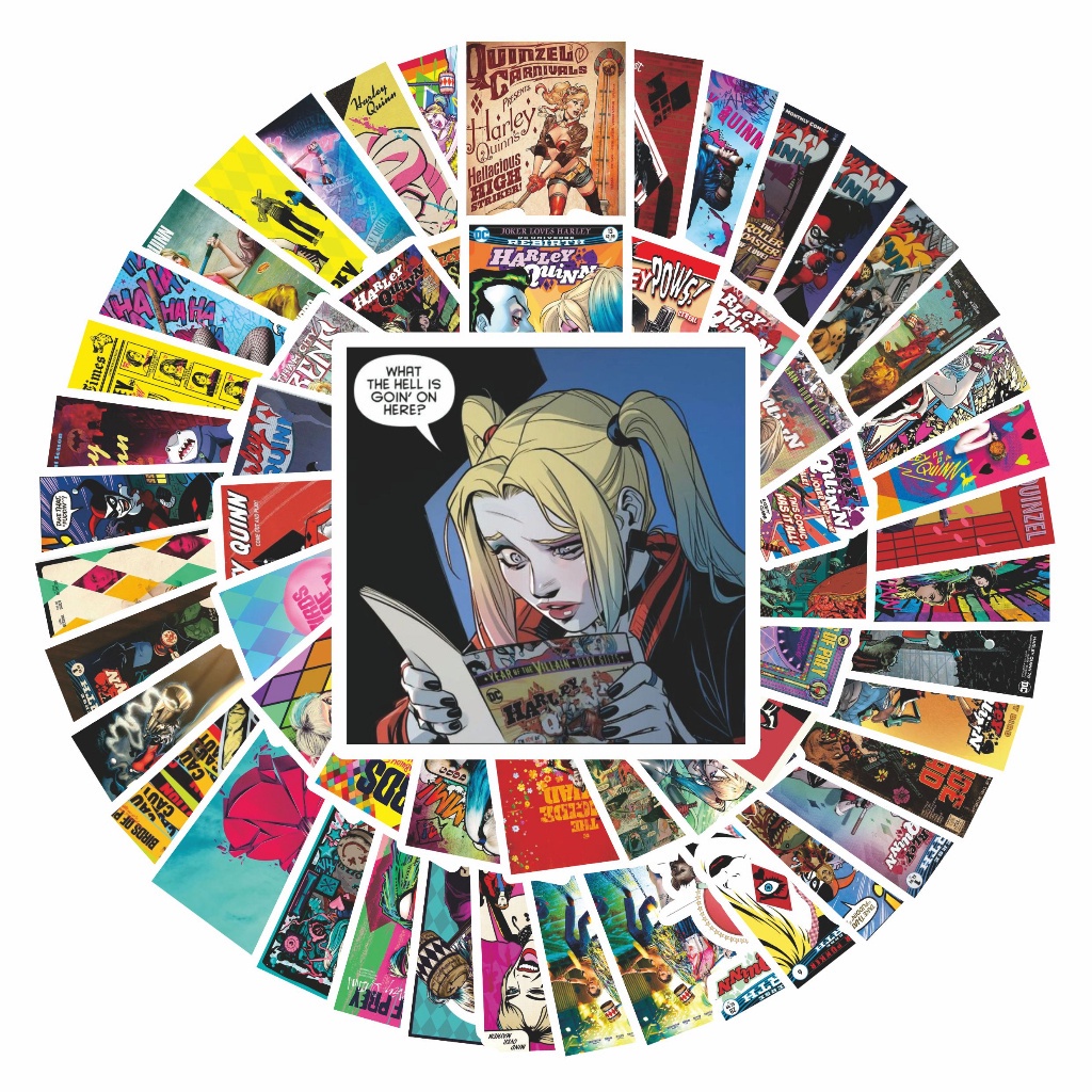 

COD✨ 50 Pcs Stiker Pack Cover comic Harley quin Lucu Aesthetic Vynil Waterproof untuk Freebies Sticker Buku Journal Casing HP Laptop