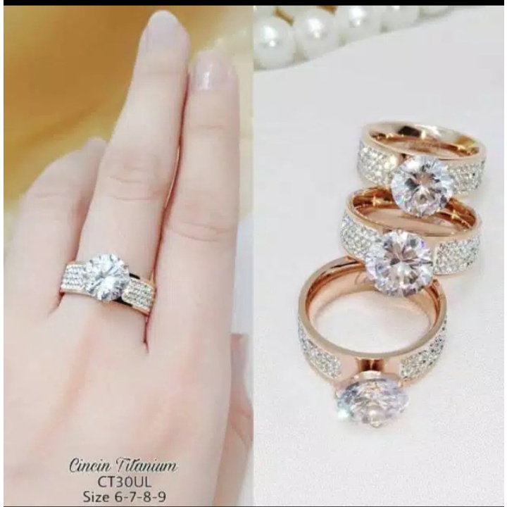 cincin wanita asli titanium / perhiasan wanita asli titanium