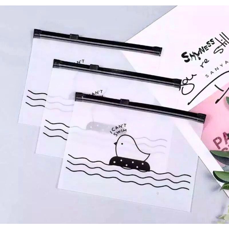 

[tj] 660 zipper bag motif /tempat pensil model korea motif chick trasparan