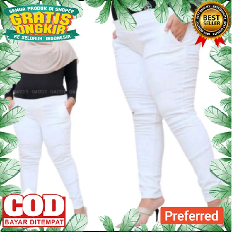 PRODUK PALING LARIS /Jeans Wanita Jegging Jumbo Putih 31-42 // Celana Wanita Big Size Celana Putih P