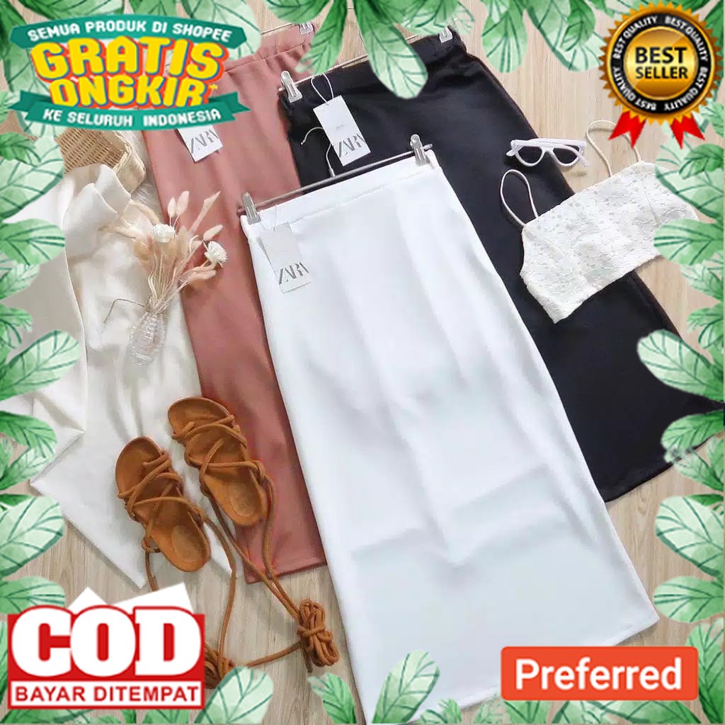 KOREAN STYLE OOTD TRENDY TERBARU /Rok span scuba panjang / Rok pensil scuba