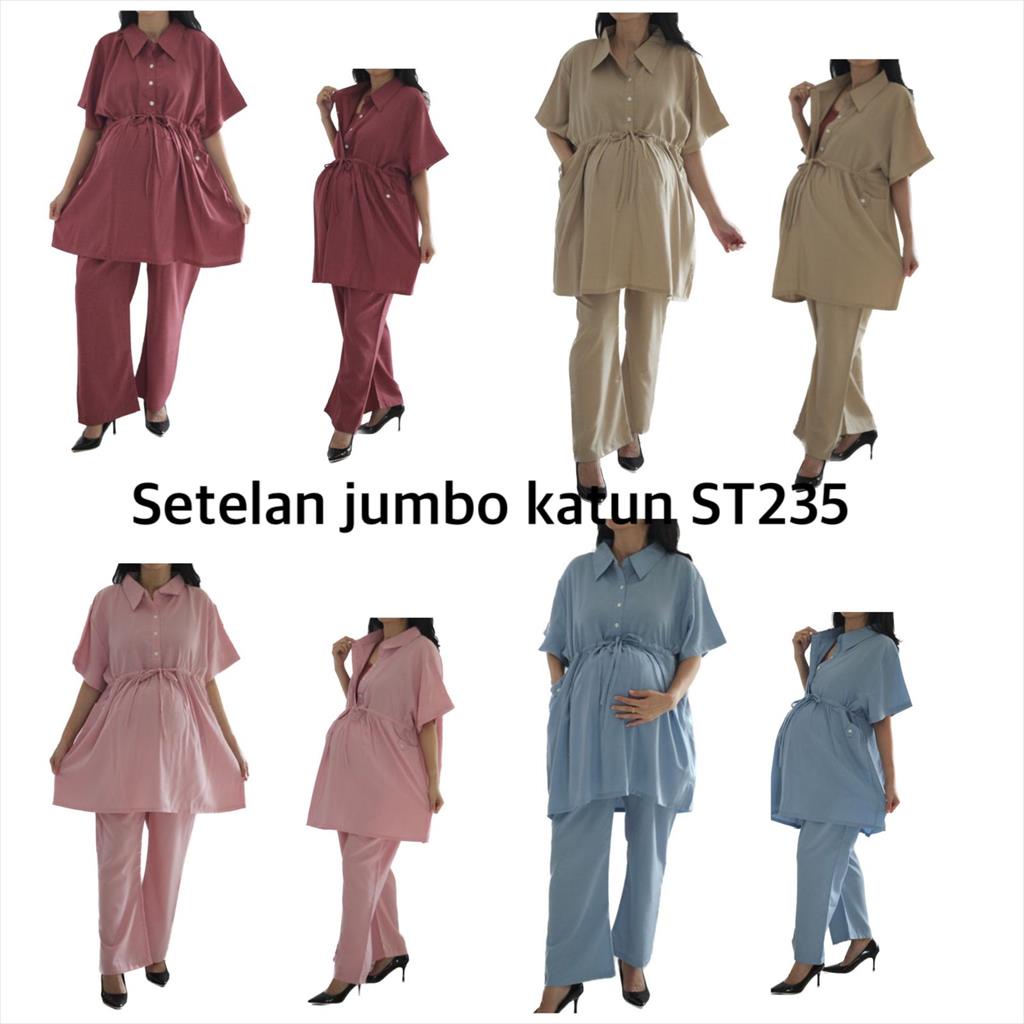 Baju hamil Setelan jumbo hamil menyusui lengan pendek murah ST235