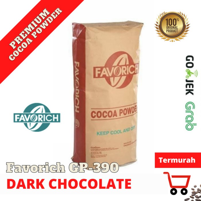 

Promo [ Best Seller ] Favorich GP390 Cocoa Powder Dark Chocolate 25 kg / 1 sak