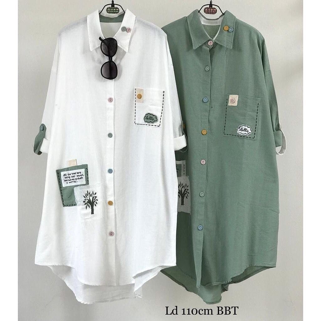 Hello Tunik Wanita Muslim Matt Linen Katun Premium Fashion Remaja Terlaris