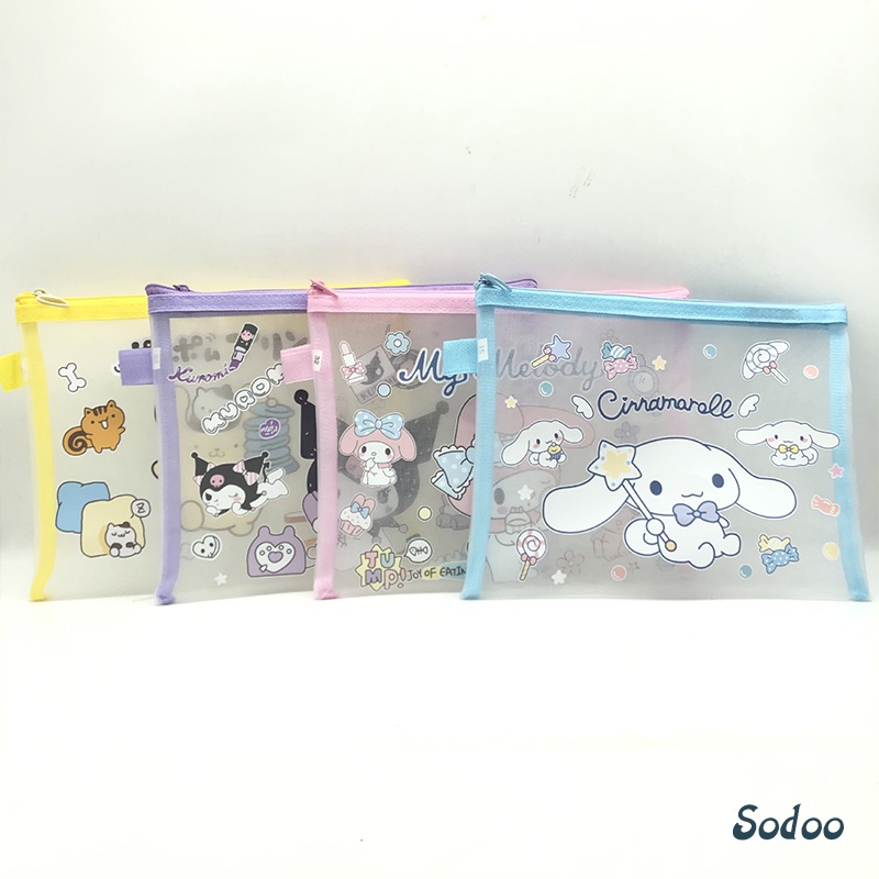 

Kartun Sanrio File Pouch Kantong Alat Tulis Nilon Ziplock Transparan Alat Tulis - SO